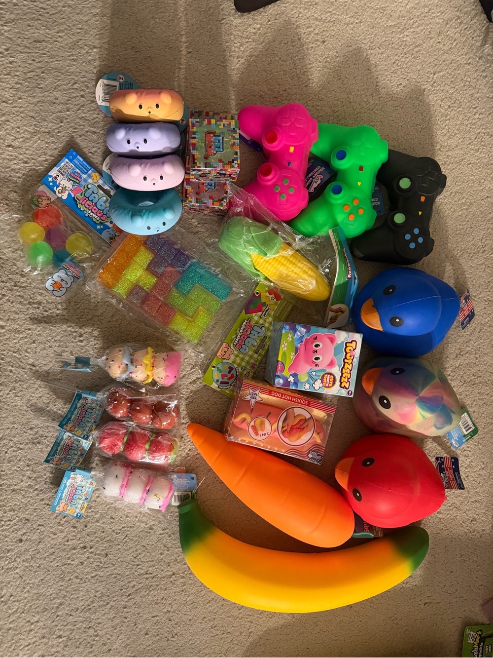 Assorted Kids Toy Stress Squishies & Game Controllers - Colorful Play Pack